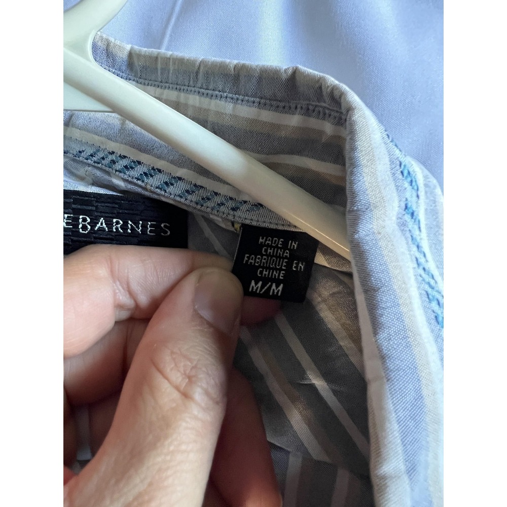 Jhane Barnes Shirt Mens Medium Gray Blue Striped Long Sleeve Silk Button‎ Up - Picture 9 of 16